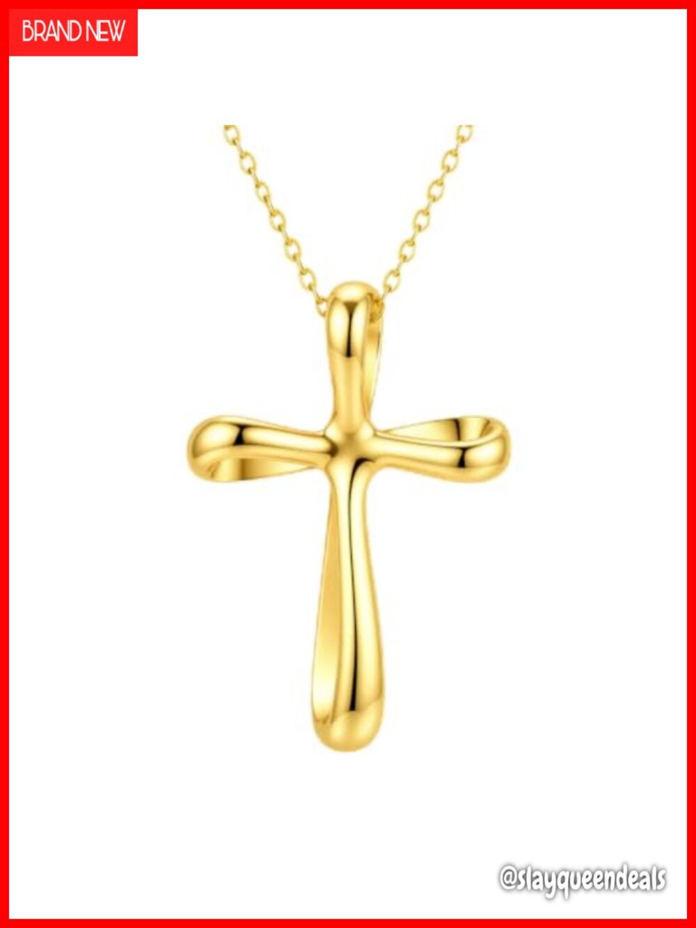 14K Gold Plated Cross Necklace Hypoallergenic Women's Pendant Adjustable